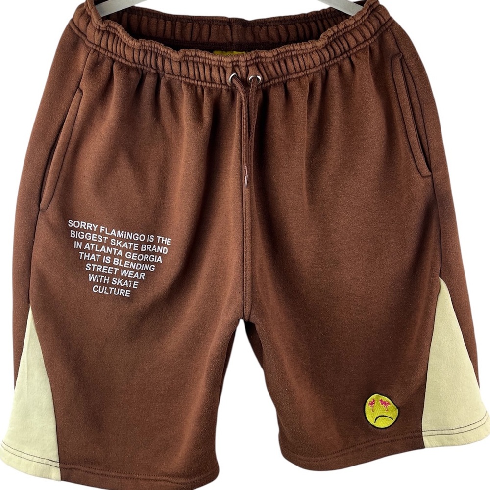 Sorry Flamingo brand Skating Shorts Brown sz XL Pockets
